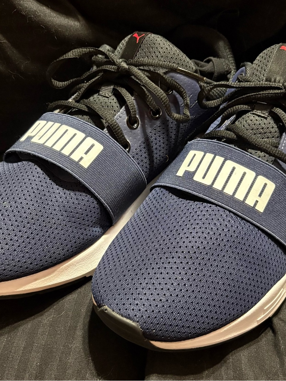 Puma Men’s Navy and Black Elastic-Strap Athletic Sneakers